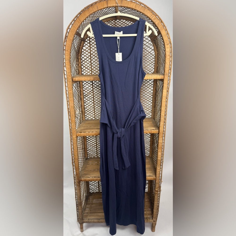 LSPACE x Anthropologie Blue Tie-Waist Maxi Dress XS 100% Cotton Sleeveless NWT - Picture 4 of 7